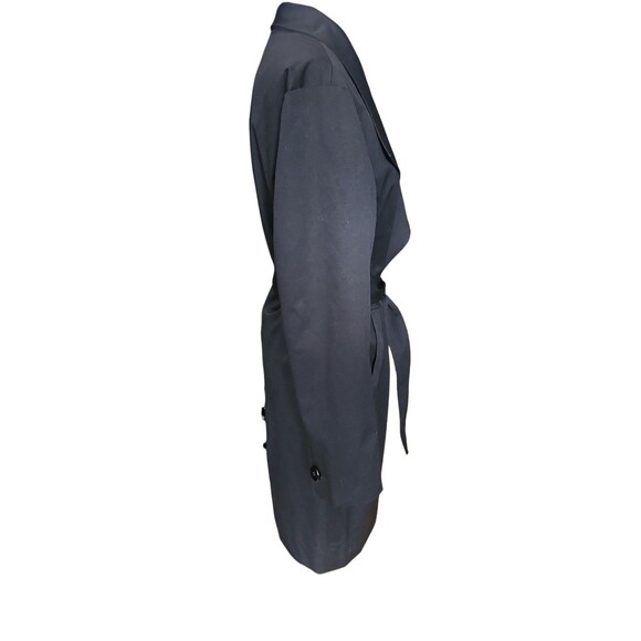 Badgley Mischka Belted Trench Coat Womens M Black Preppy Old Money Minimalist - Picture 4 of 9